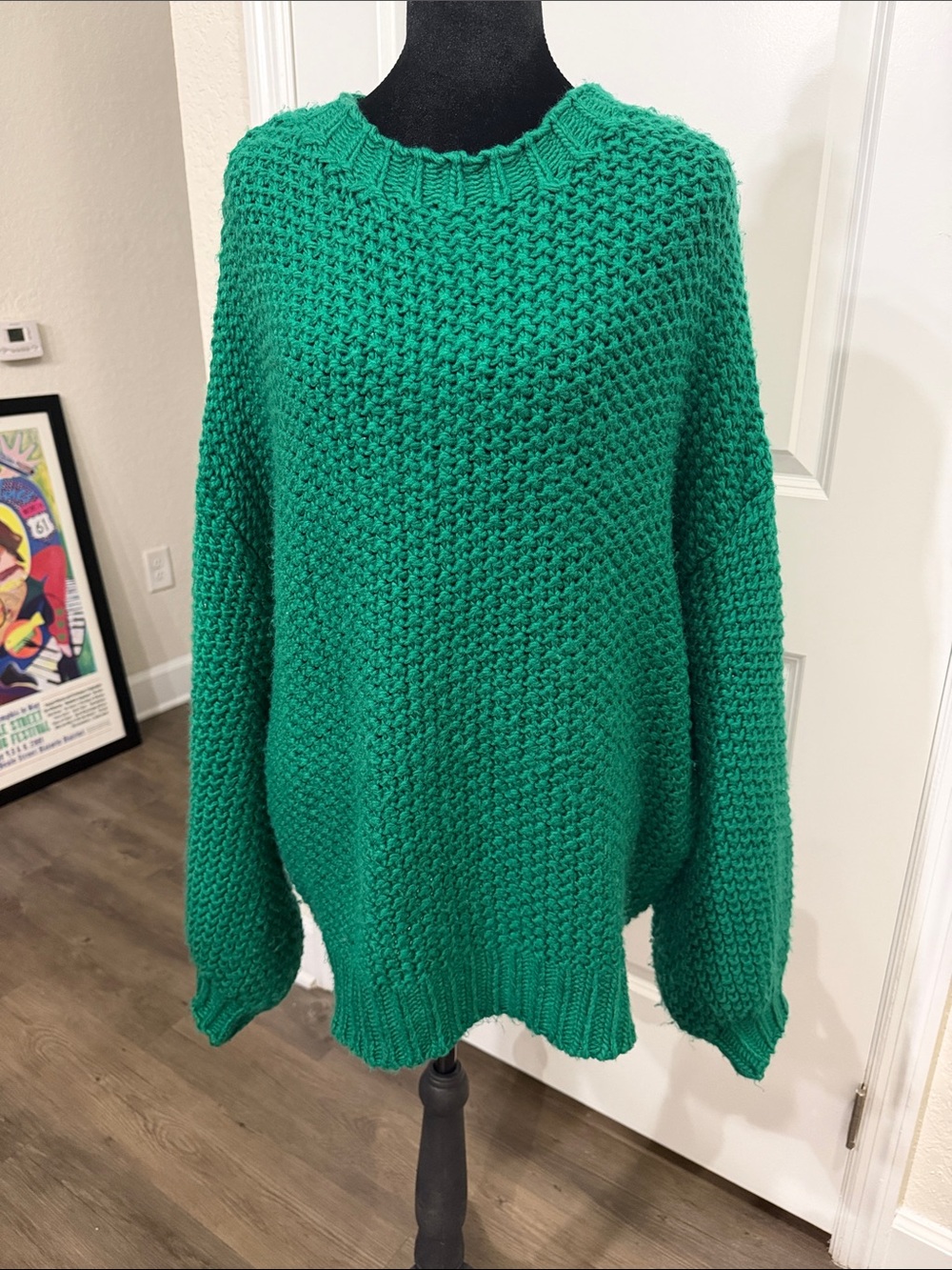 Altar'd State Kelly Green Chunky Crewneck Sweater